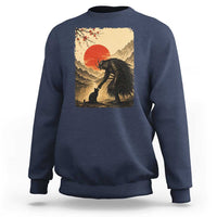 Vintage Japanese Art Samurai Warrior Black Cat Sweatshirt Ukiyoe Style Boop Meme
