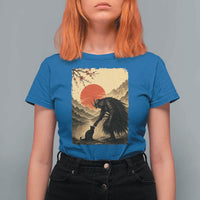 Vintage Japanese Art Samurai Warrior Black Cat T Shirt For Women Ukiyoe Style Boop Meme