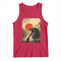 Vintage Japanese Art Samurai Warrior Black Cat Tank Top Ukiyoe Style Boop Meme