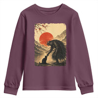 Vintage Japanese Art Samurai Warrior Black Cat Youth Sweatshirt Ukiyoe Style Boop Meme