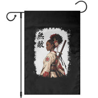 Afro African Pride Samurai Black Girl Garden Flag Vintage Japanese Sumie Katana Graphic
