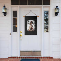 Afro African Pride Samurai Black Girl Garden Flag Vintage Japanese Sumie Katana Graphic