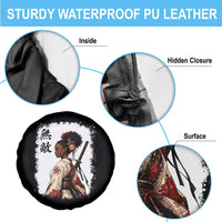 Afro African Pride Samurai Black Girl Spare Tire Cover Vintage Japanese Sumie Katana Graphic