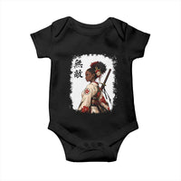 Afro African Pride Samurai Black Girl Baby Onesie Vintage Japanese Sumie Katana Graphic