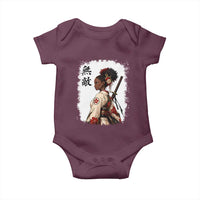 Afro African Pride Samurai Black Girl Baby Onesie Vintage Japanese Sumie Katana Graphic