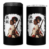 Afro African Pride Samurai Black Girl 4 in 1 Can Cooler Tumbler Vintage Japanese Sumie Katana Graphic