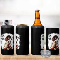 Afro African Pride Samurai Black Girl 4 in 1 Can Cooler Tumbler Vintage Japanese Sumie Katana Graphic