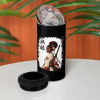 Afro African Pride Samurai Black Girl 4 in 1 Can Cooler Tumbler Vintage Japanese Sumie Katana Graphic