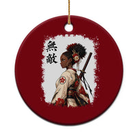 Afro African Pride Samurai Black Girl Ceramic Ornament Vintage Japanese Sumie Katana Graphic