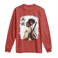 Afro African Pride Samurai Black Girl Long Sleeve Shirt Vintage Japanese Sumie Katana Graphic