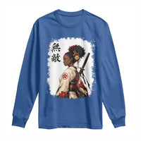 Afro African Pride Samurai Black Girl Long Sleeve Shirt Vintage Japanese Sumie Katana Graphic