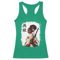 Afro African Pride Samurai Black Girl Racerback Tank Top Vintage Japanese Sumie Katana Graphic