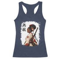 Afro African Pride Samurai Black Girl Racerback Tank Top Vintage Japanese Sumie Katana Graphic