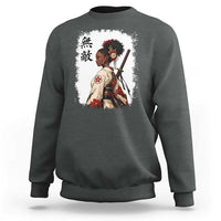 Afro African Pride Samurai Black Girl Sweatshirt Vintage Japanese Sumie Katana Graphic