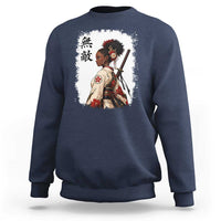 Afro African Pride Samurai Black Girl Sweatshirt Vintage Japanese Sumie Katana Graphic