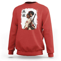 Afro African Pride Samurai Black Girl Sweatshirt Vintage Japanese Sumie Katana Graphic