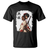 Afro African Pride Samurai Black Girl T Shirt Vintage Japanese Sumie Katana Graphic