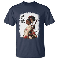 Afro African Pride Samurai Black Girl T Shirt Vintage Japanese Sumie Katana Graphic