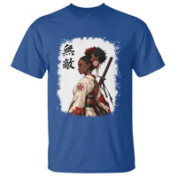 Afro African Pride Samurai Black Girl T Shirt Vintage Japanese Sumie Katana Graphic