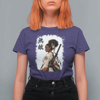 Afro African Pride Samurai Black Girl T Shirt For Women Vintage Japanese Sumie Katana Graphic