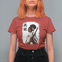 Afro African Pride Samurai Black Girl T Shirt For Women Vintage Japanese Sumie Katana Graphic