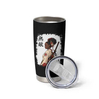 Afro African Pride Samurai Black Girl Tumbler Cup Vintage Japanese Sumie Katana Graphic