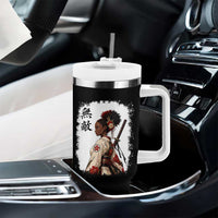 Afro African Pride Samurai Black Girl Tumbler With Handle Vintage Japanese Sumie Katana Graphic