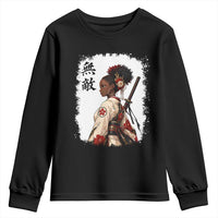 Afro African Pride Samurai Black Girl Youth Sweatshirt Vintage Japanese Sumie Katana Graphic