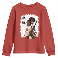 Afro African Pride Samurai Black Girl Youth Sweatshirt Vintage Japanese Sumie Katana Graphic