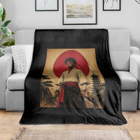 Afro American Samurai Bushido Warrior Throw Blanket Vintage Japanese Ukiyoe Graphic