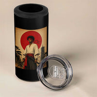 Afro American Samurai Bushido Warrior 4 in 1 Can Cooler Tumbler Vintage Japanese Ukiyoe Graphic