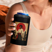 Afro American Samurai Bushido Warrior 4 in 1 Can Cooler Tumbler Vintage Japanese Ukiyoe Graphic