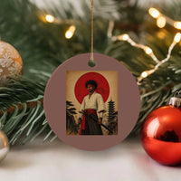 Afro American Samurai Bushido Warrior Ceramic Ornament Vintage Japanese Ukiyoe Graphic