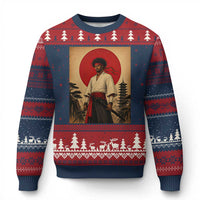 Afro American Samurai Bushido Warrior Ugly Christmas Sweater Vintage Japanese Ukiyoe Graphic