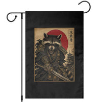 Funny Samurai Raccoon Garden Flag Vintage Japanese Ukiyoe Warrior Graphic