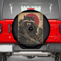 Funny Samurai Raccoon Spare Tire Cover Vintage Japanese Ukiyoe Warrior Graphic