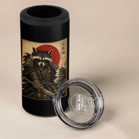 Funny Samurai Raccoon 4 in 1 Can Cooler Tumbler Vintage Japanese Ukiyoe Warrior Graphic