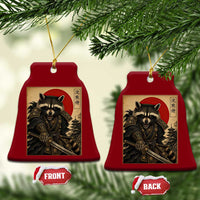 Funny Samurai Raccoon Ceramic Ornament Vintage Japanese Ukiyoe Warrior Graphic