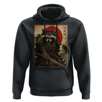 Funny Samurai Raccoon Hoodie Vintage Japanese Ukiyoe Warrior Graphic