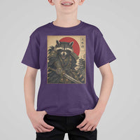 Funny Samurai Raccoon T Shirt For Kid Vintage Japanese Ukiyoe Warrior Graphic