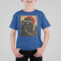 Funny Samurai Raccoon T Shirt For Kid Vintage Japanese Ukiyoe Warrior Graphic