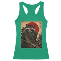 Funny Samurai Raccoon Racerback Tank Top Vintage Japanese Ukiyoe Warrior Graphic