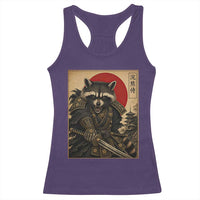 Funny Samurai Raccoon Racerback Tank Top Vintage Japanese Ukiyoe Warrior Graphic