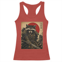 Funny Samurai Raccoon Racerback Tank Top Vintage Japanese Ukiyoe Warrior Graphic