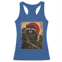 Funny Samurai Raccoon Racerback Tank Top Vintage Japanese Ukiyoe Warrior Graphic