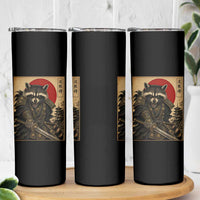 Funny Samurai Raccoon Skinny Tumbler Vintage Japanese Ukiyoe Warrior Graphic
