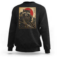 Funny Samurai Raccoon Sweatshirt Vintage Japanese Ukiyoe Warrior Graphic