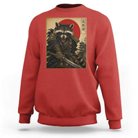 Funny Samurai Raccoon Sweatshirt Vintage Japanese Ukiyoe Warrior Graphic