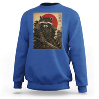 Funny Samurai Raccoon Sweatshirt Vintage Japanese Ukiyoe Warrior Graphic