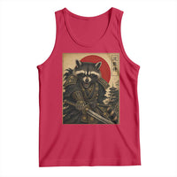 Funny Samurai Raccoon Tank Top Vintage Japanese Ukiyoe Warrior Graphic